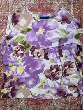 Simply Vera Vera Wang Purple Floral Long-Sleeve Top. XL